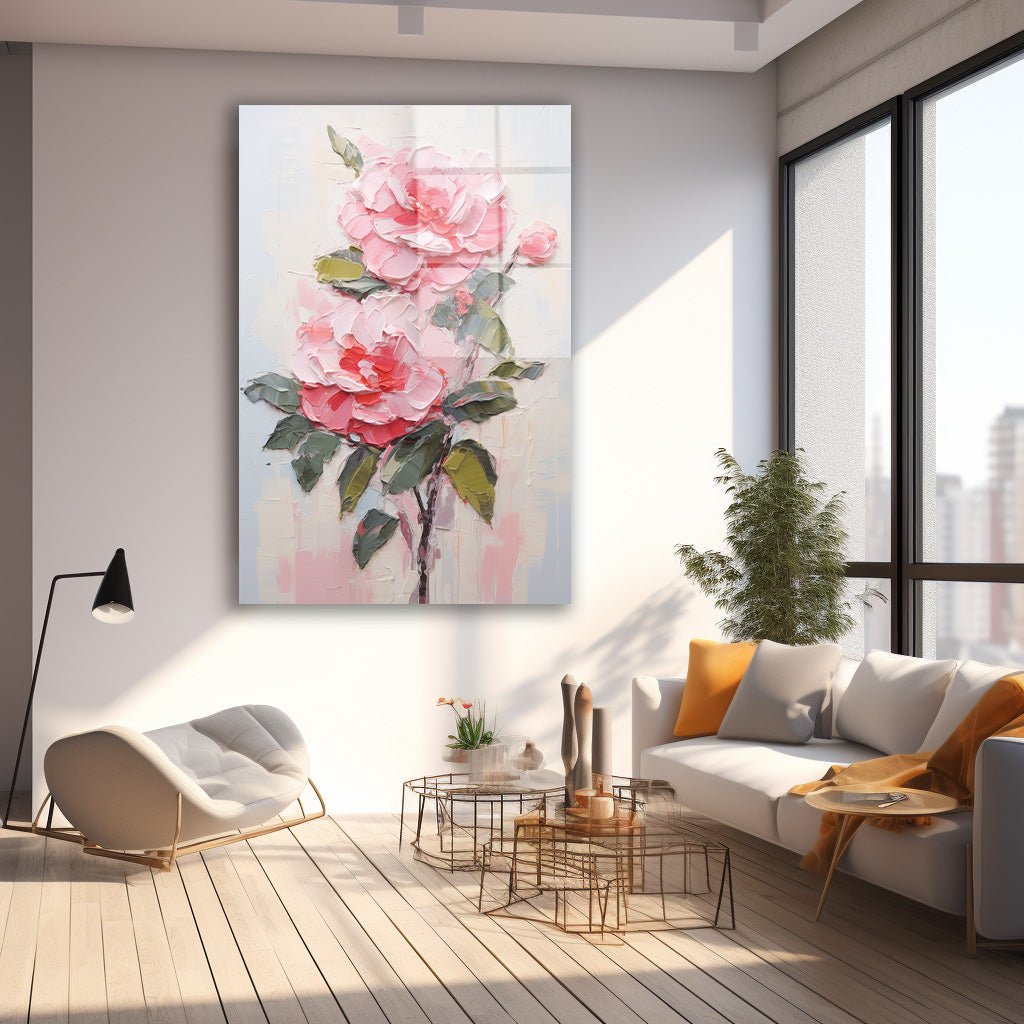 Pembe Güller 2 cam tablo — farklı açıdan görünüm