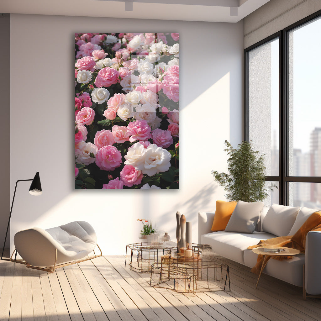 Pembe Güller 5 cam tablo — farklı açıdan görünüm