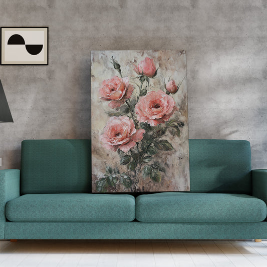 Pembe Güller 5 kanvas tablo — farklı açıdan görünüm