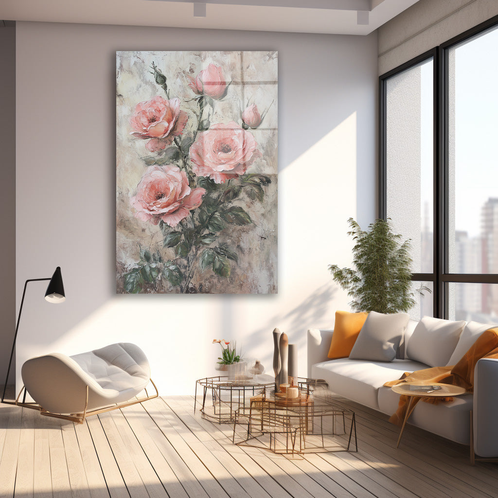 Pembe Güller 7 cam tablo — farklı açıdan görünüm