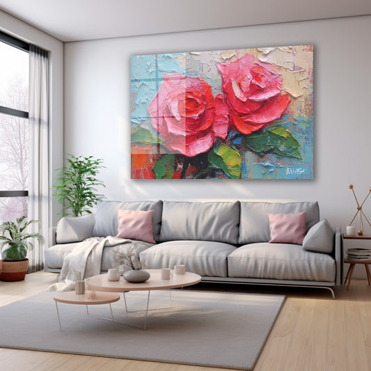 Pembe Güller cam tablo — farklı açıdan görünüm