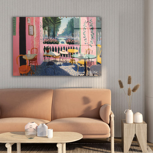 Pembe Kafe cam tablo — farklı açıdan görünüm