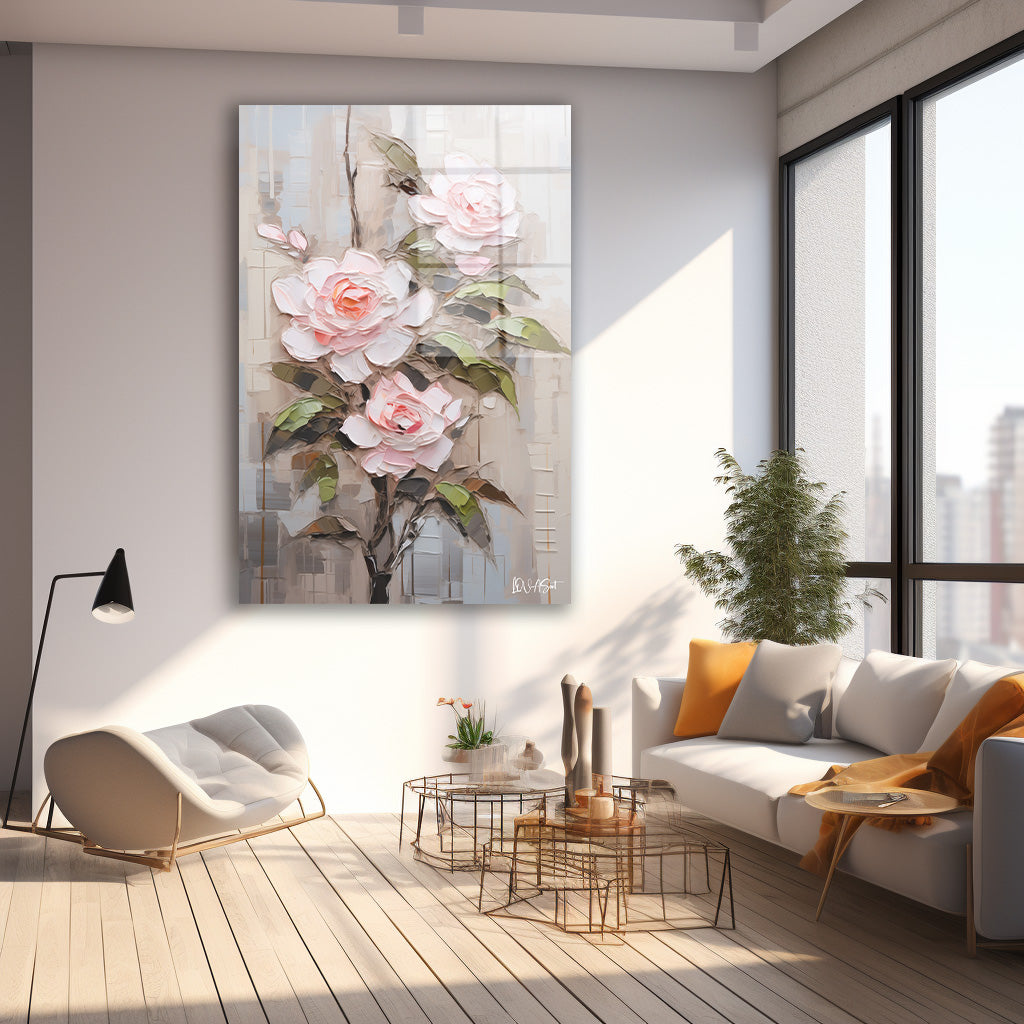 Pembe Kamelyalar cam tablo — farklı açıdan görünüm