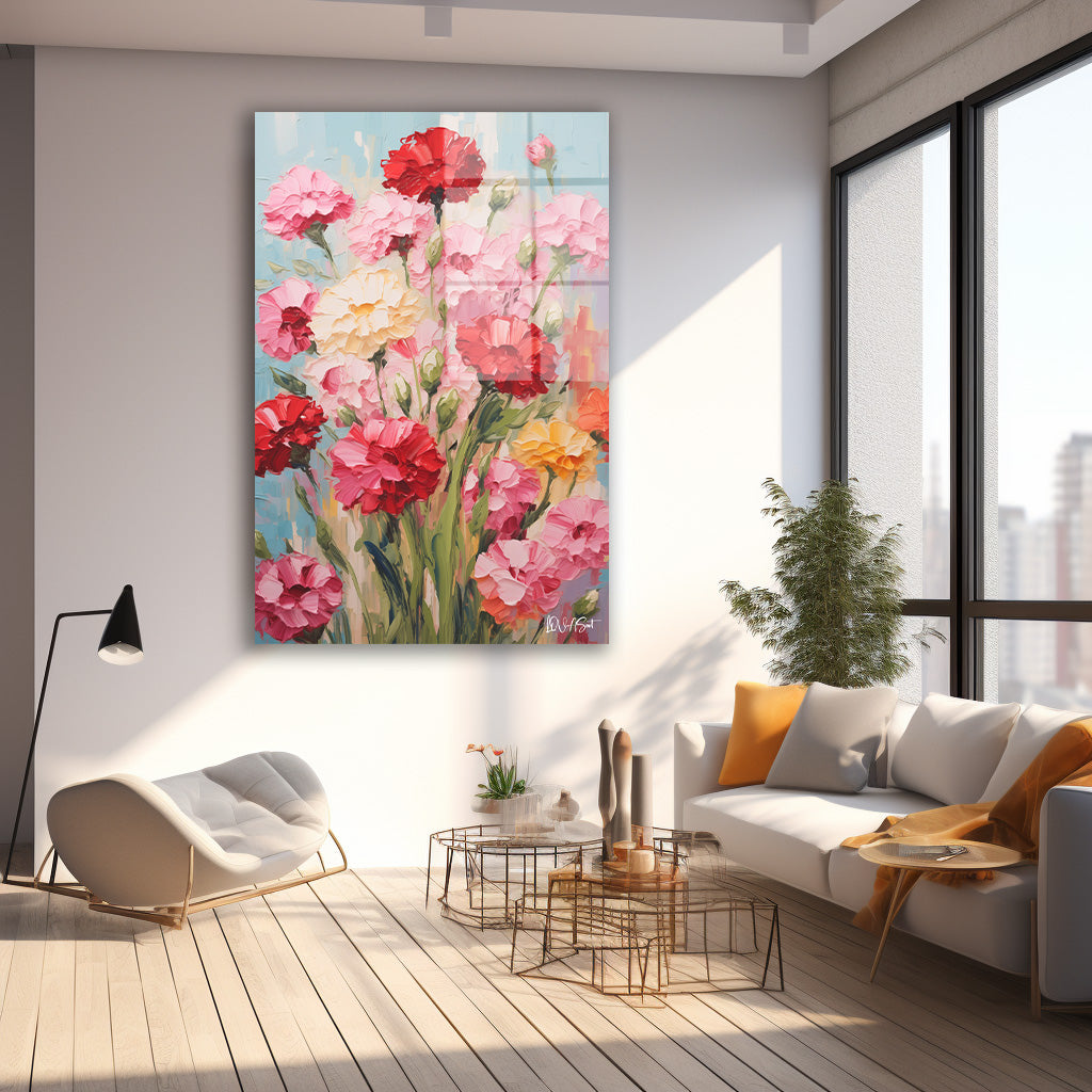 Pembe Karanfiller 2 cam tablo — farklı açıdan görünüm