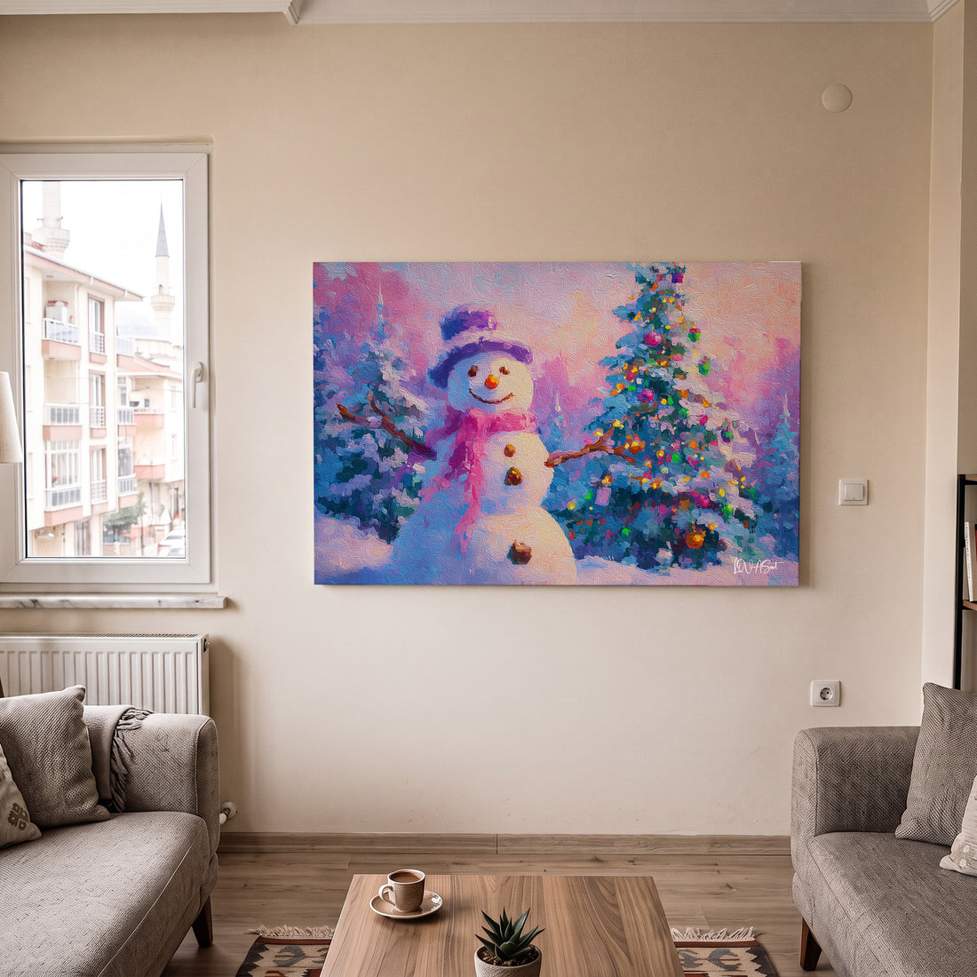 Pembe Kardan Adam kanvas tablo — detay görünümü