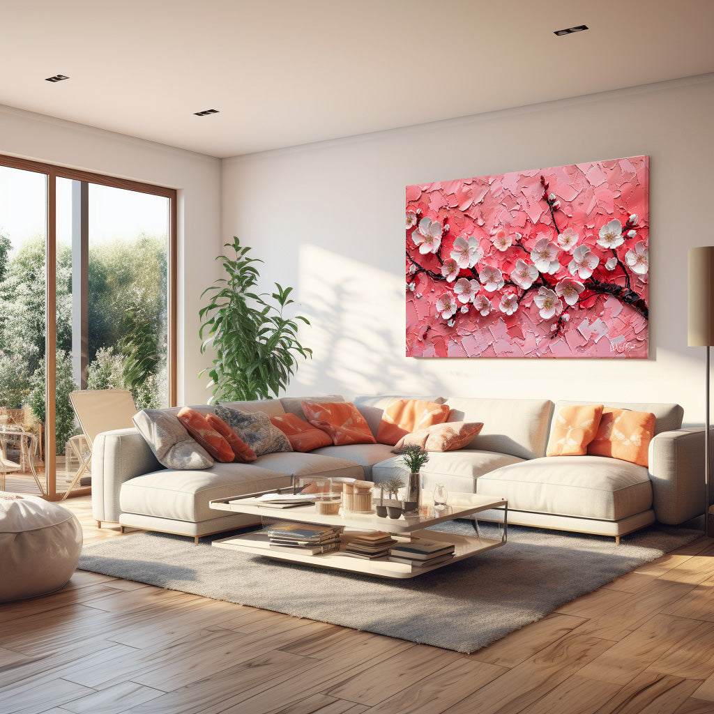Pembe Kiraz Çiçekleri 7 kanvas tablo — farklı açıdan görünüm