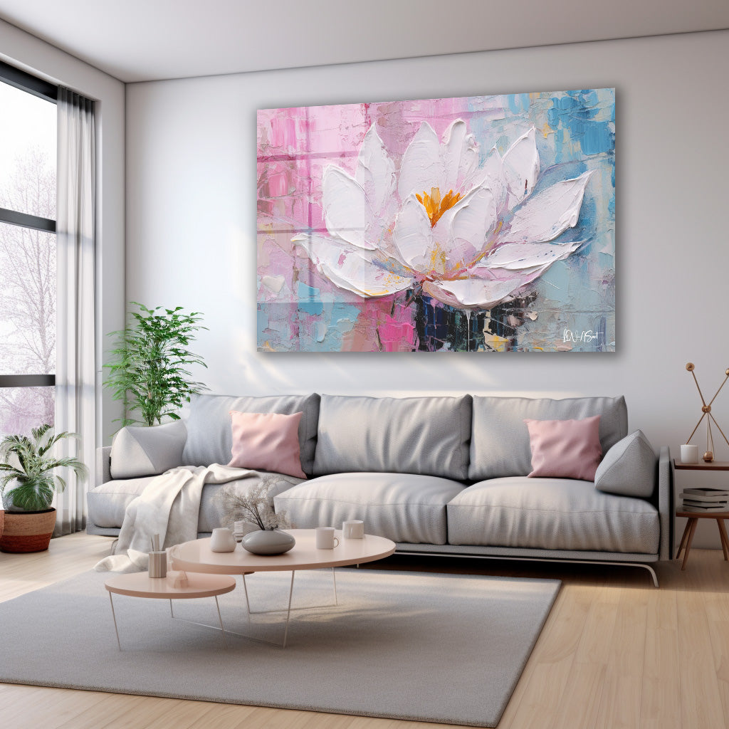 Pembe Lotus 2 cam tablo — farklı açıdan görünüm