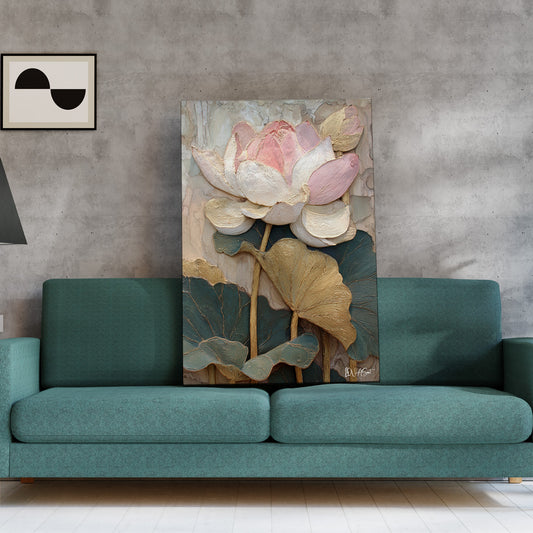 Pembe Lotus kanvas tablo — farklı açıdan görünüm