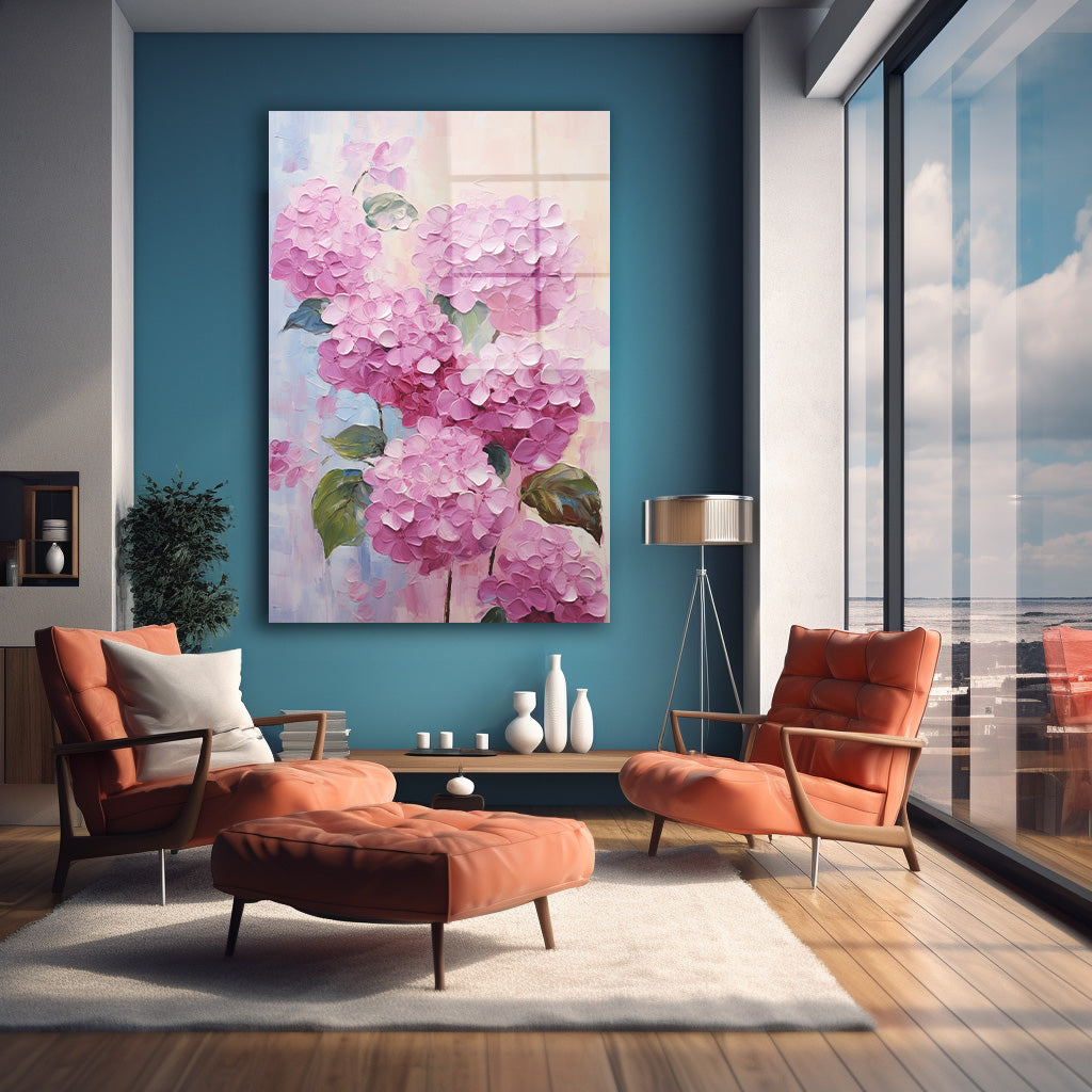 Pembe Ortanca cam tablo — farklı açıdan görünüm