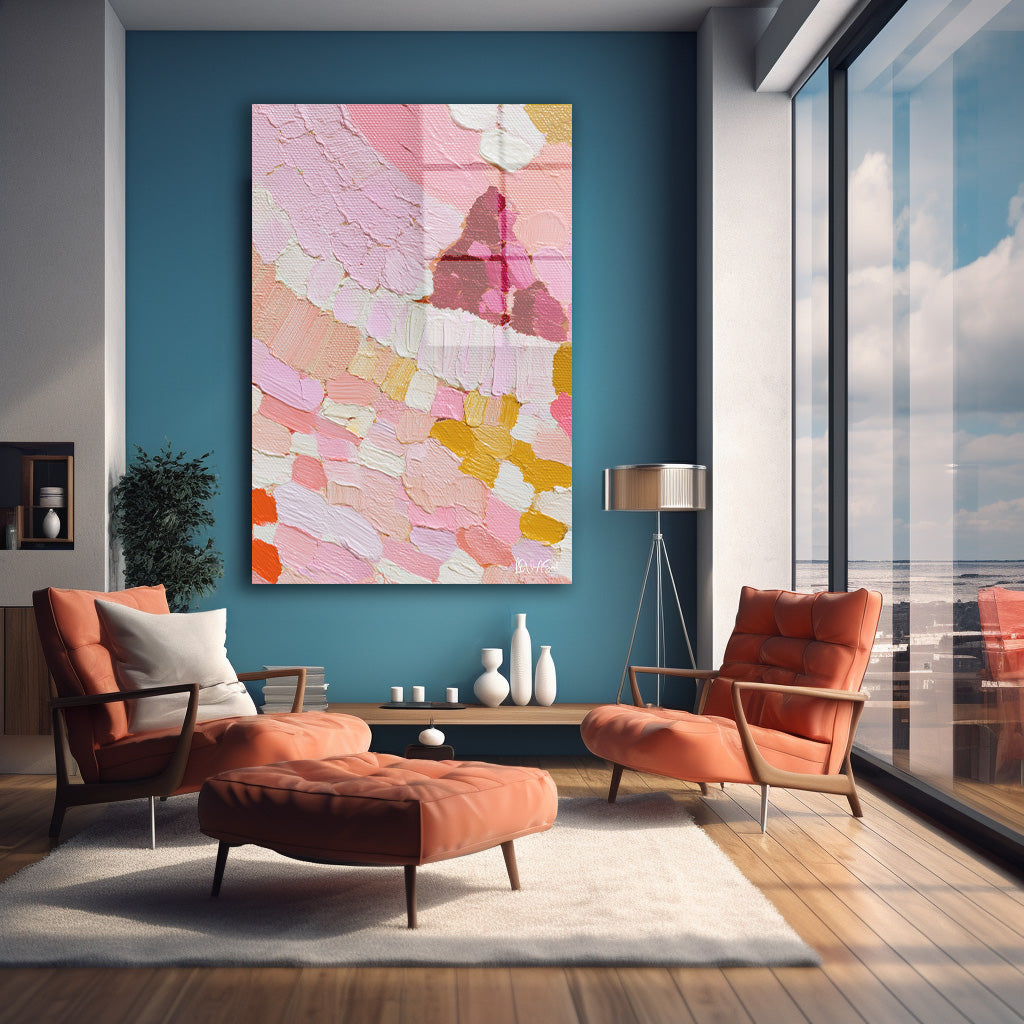 Pembe Pastel Mozaik cam tablo — farklı açıdan görünüm
