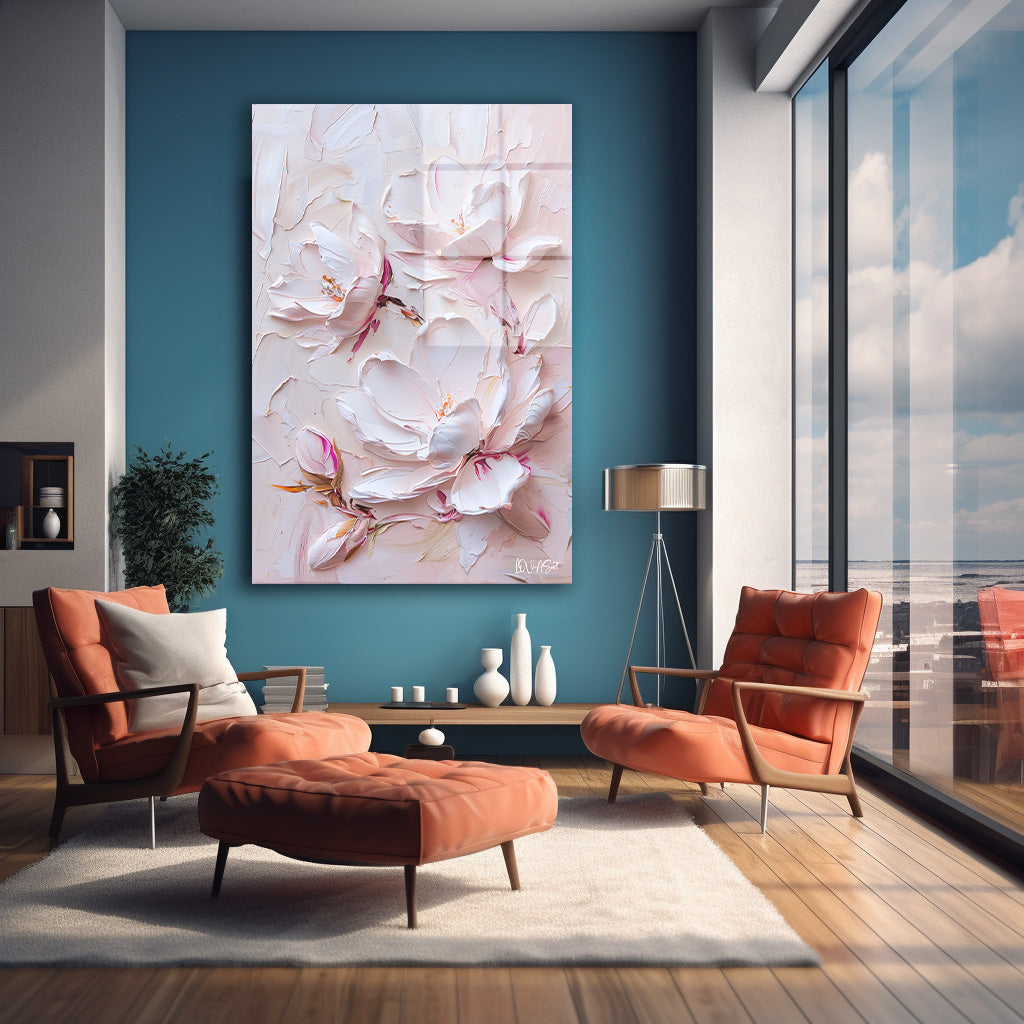 Pembe Petaller cam tablo — farklı açıdan görünüm