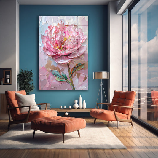 Pembe Şakayık 9 cam tablo — farklı açıdan görünüm