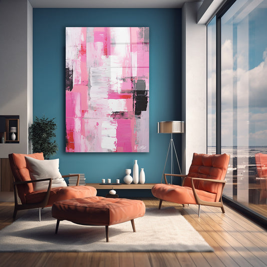 Pembe Siyah Soyut cam tablo — farklı açıdan görünüm