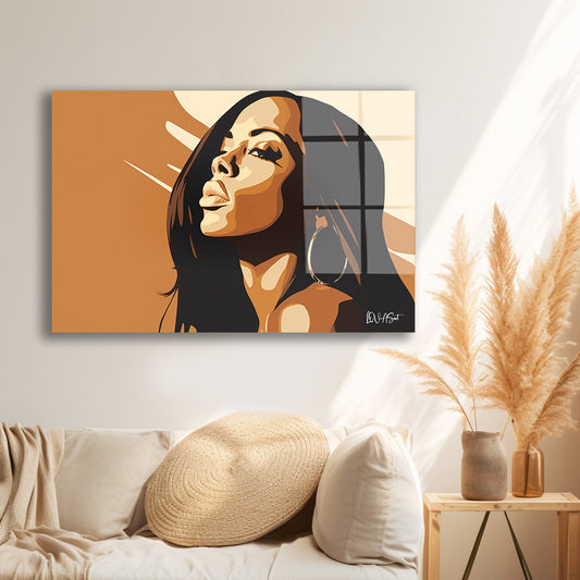 Pop Art Kadın cam tablo — farklı açıdan görünüm