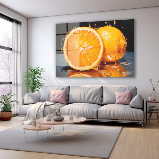 Portakal ve Limon cam tablo — farklı açıdan görünüm