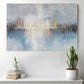 Puslu Şehir Silüeti kanvas tablo — iç mekân uygulama örneği