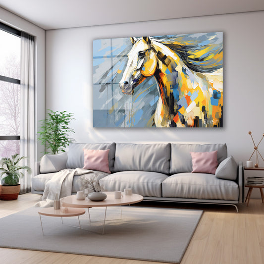 Renkli At cam tablo — farklı açıdan görünüm