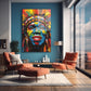 Renkli Kabile Yüzü cam tablo — farklı açıdan görünüm