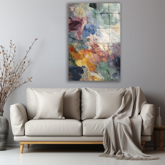 Renkli Mermer Doku cam tablo — iç mekân uygulama örneği