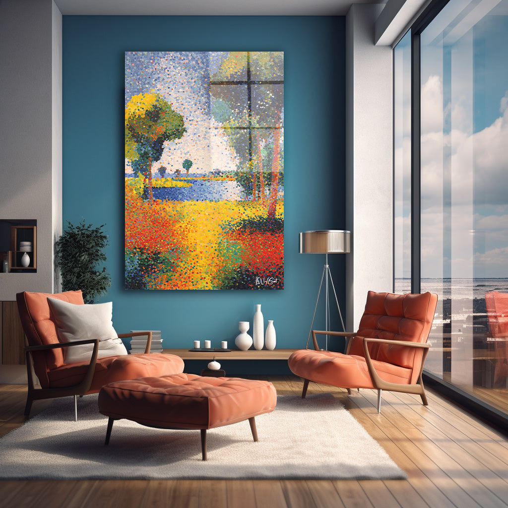 Renkli Noktalı Kıyı cam tablo — farklı açıdan görünüm