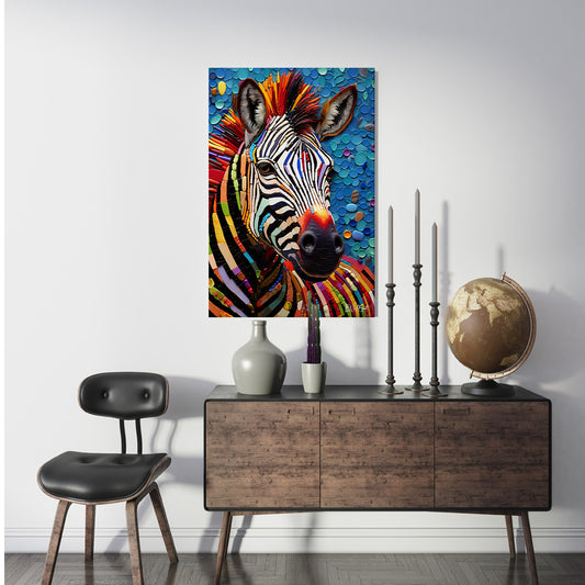 Renkli Zebra 2 kanvas tablo — farklı açıdan görünüm