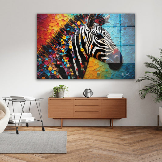 Renkli Zebra cam tablo — farklı açıdan görünüm
