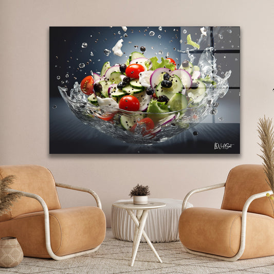 Salata Sıçraması cam tablo — duvarda dekorasyon görünümü