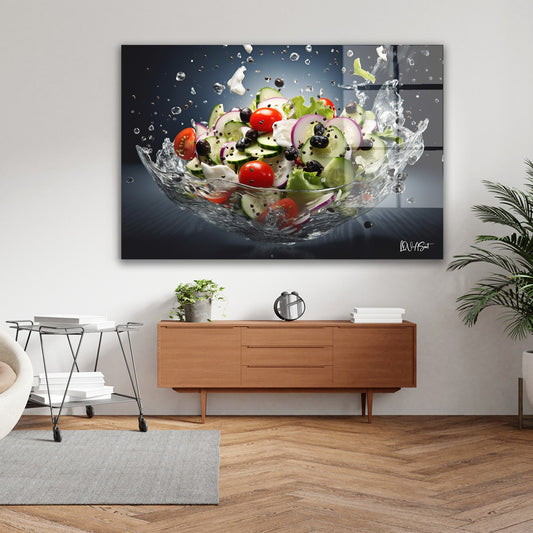 Salata Sıçraması cam tablo — iç mekân uygulama örneği
