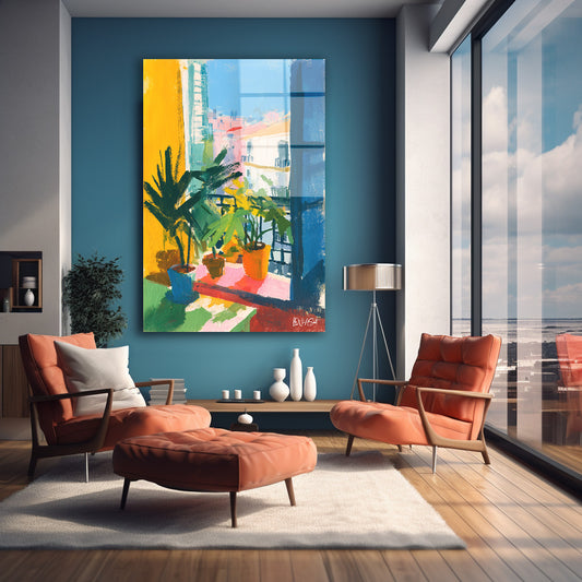 Sarı Balkon Bitkileri cam tablo — farklı açıdan görünüm
