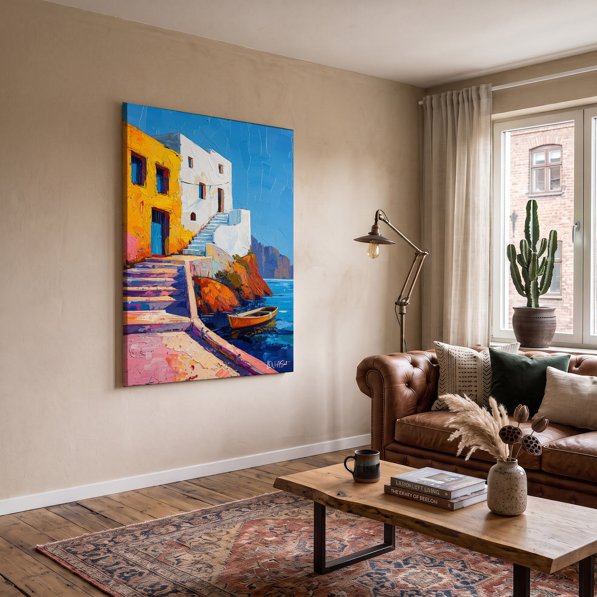 Sarı Ev Merdivenleri kanvas tablo — iç mekân uygulama örneği
