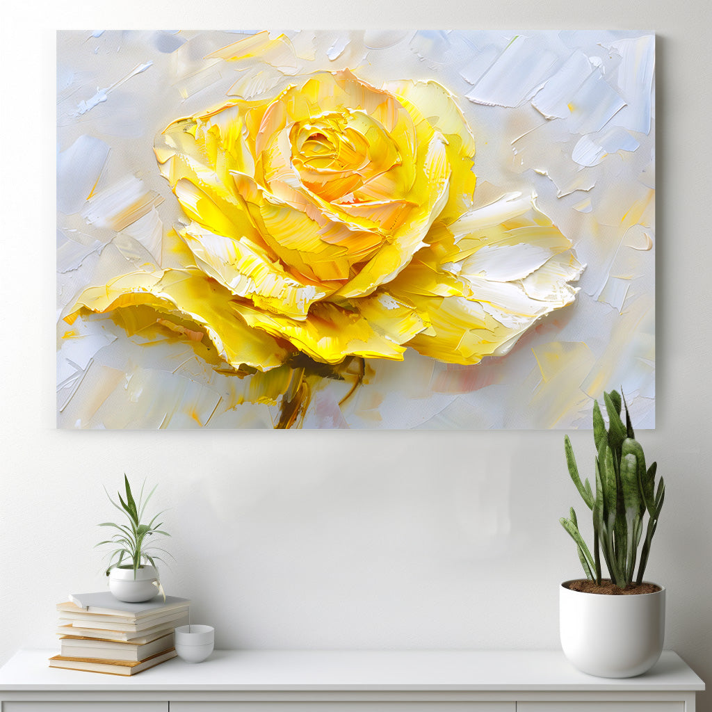 Sarı Gül 2 kanvas tablo — iç mekân uygulama örneği
