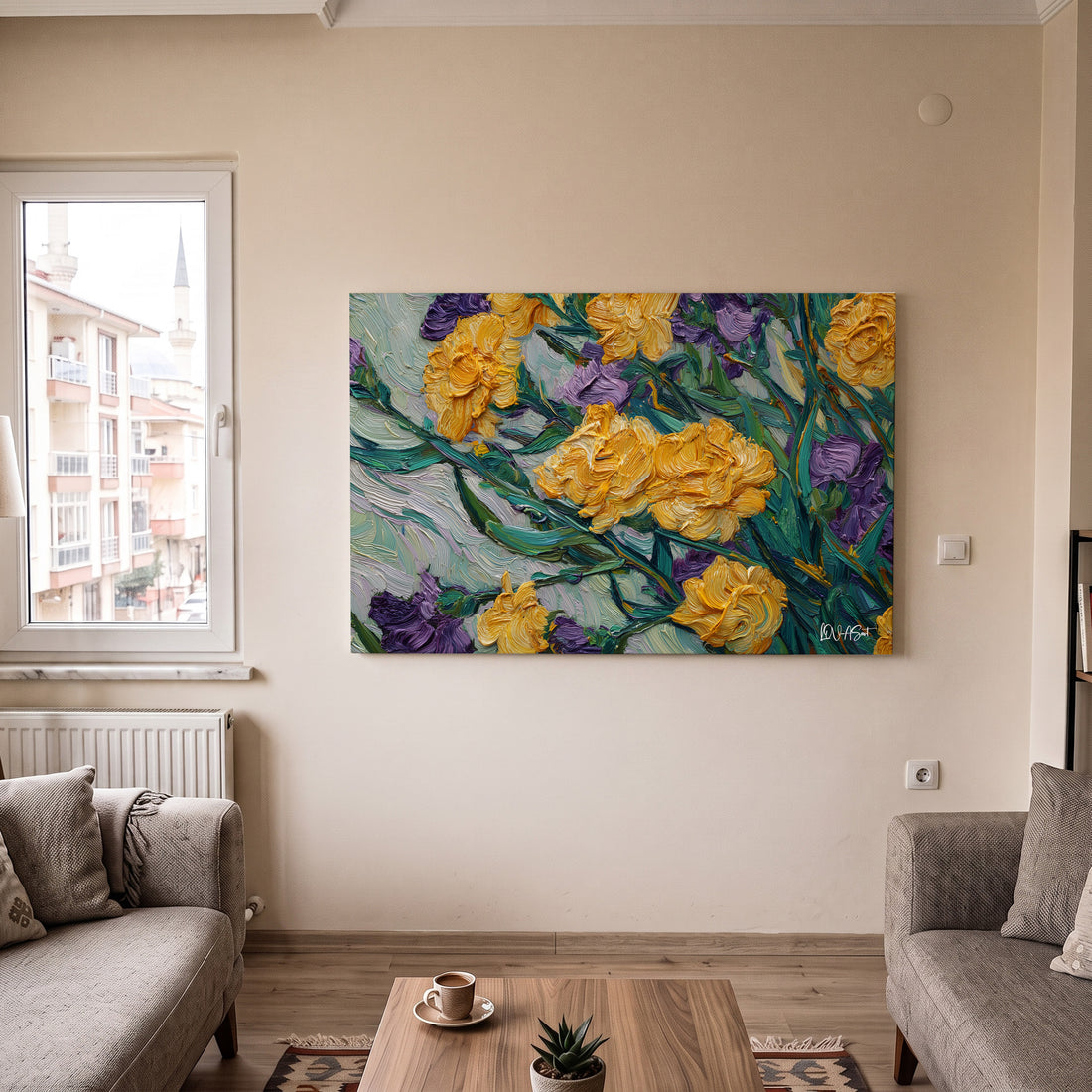 Sarı Güller 2 kanvas tablo — detay görünümü