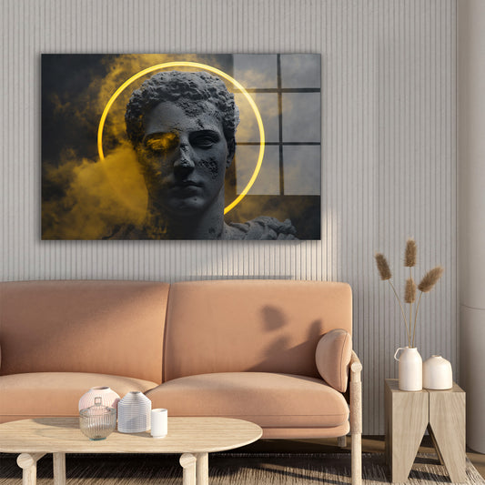Sarı Halkalı Heykel cam tablo — farklı açıdan görünüm