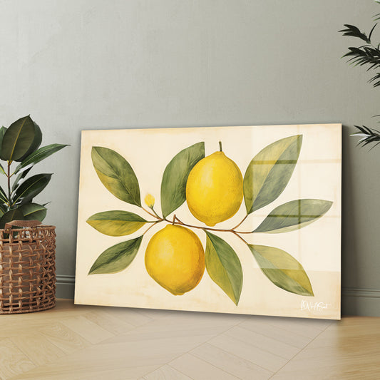Sarı Limonlar 3 cam tablo — iç mekân uygulama örneği