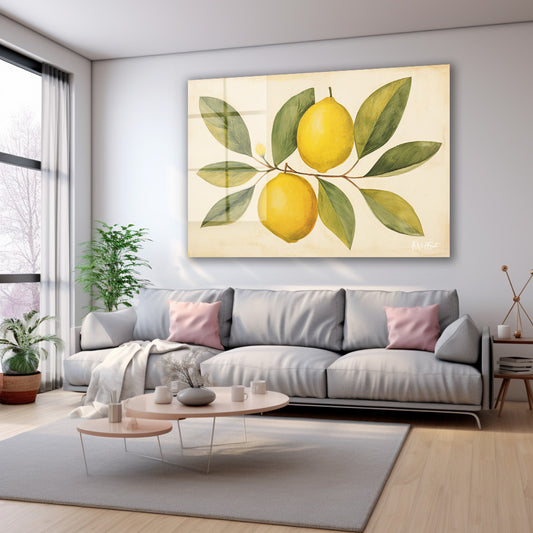 Sarı Limonlar 3 cam tablo — farklı açıdan görünüm