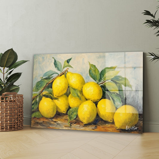 Sarı Limonlar cam tablo — iç mekân uygulama örneği