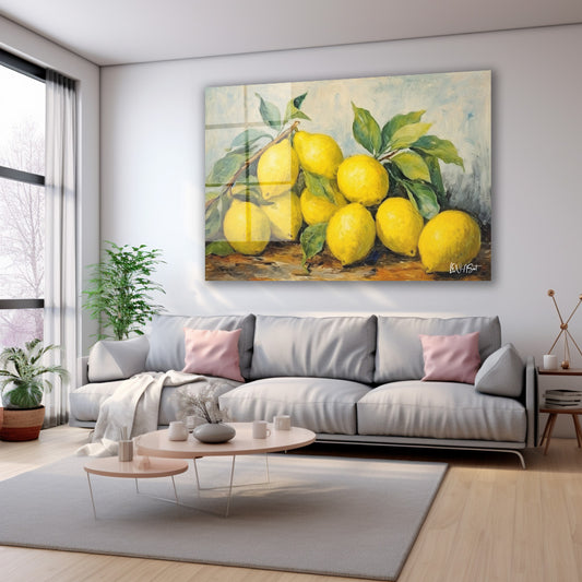 Sarı Limonlar cam tablo — farklı açıdan görünüm
