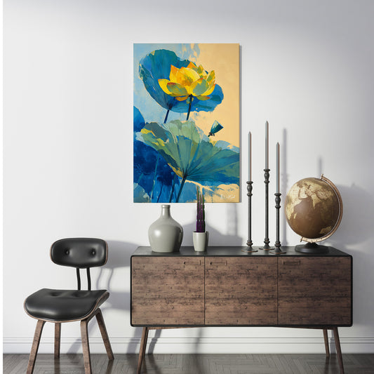 Sarı Lotus kanvas tablo — farklı açıdan görünüm