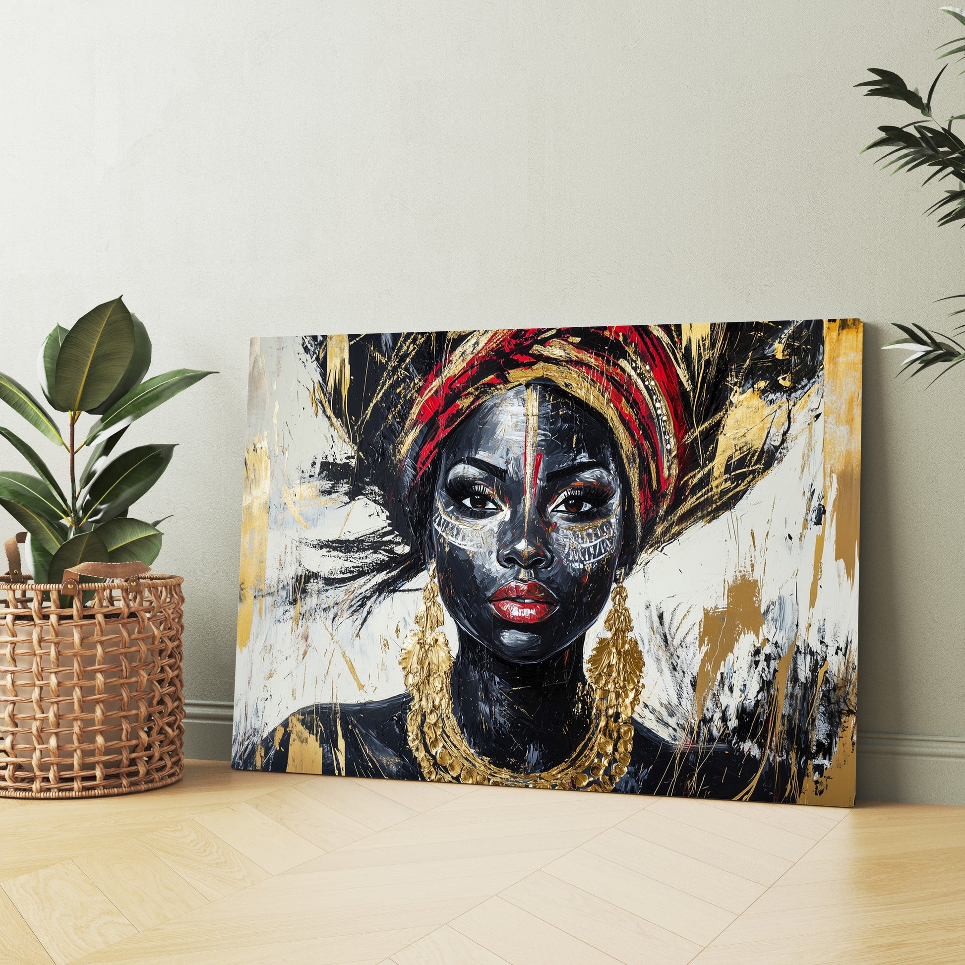 Sarıklı Afrikalı Kadın kanvas tablo — ek dekorasyon görünümü