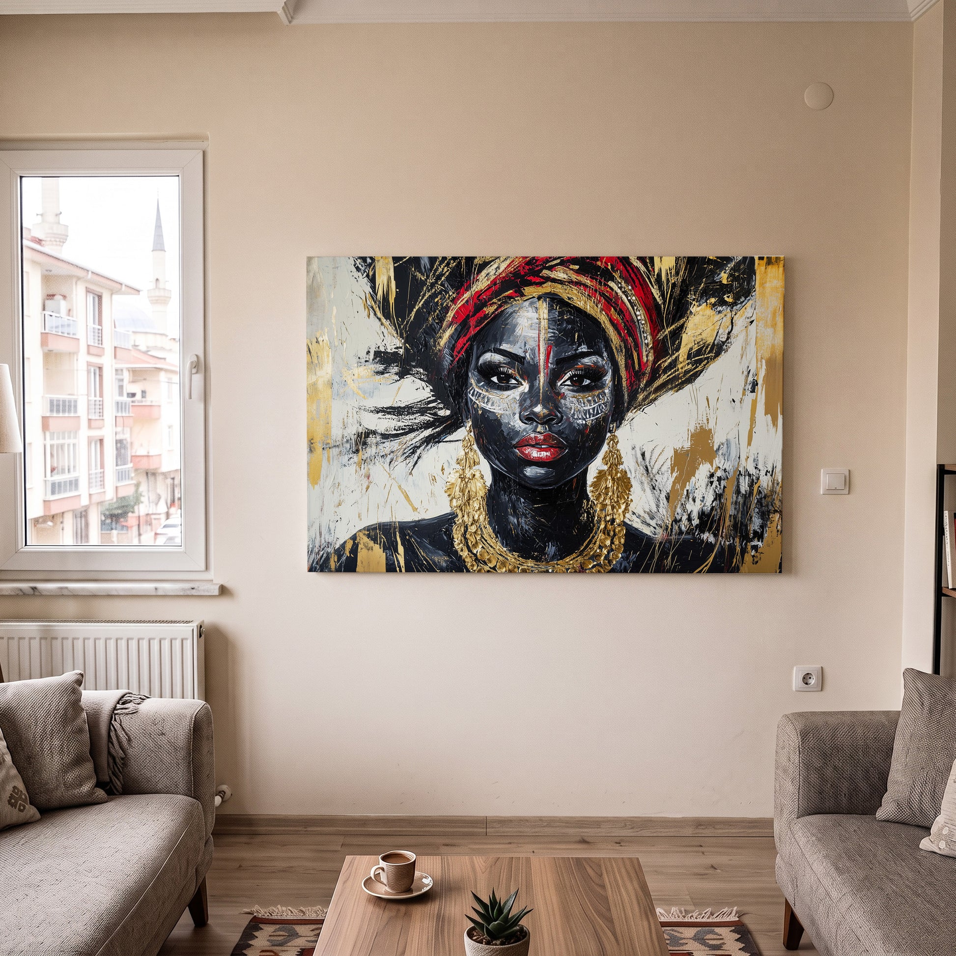 Sarıklı Afrikalı Kadın kanvas tablo — detay görünümü