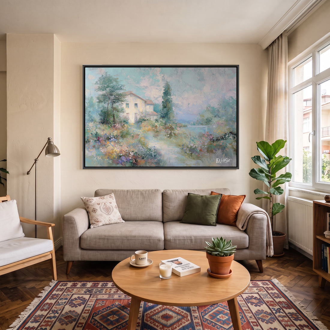 Sisli Bahçe Evi - Kalın Metal Çerçeveli Kanvas Tablo