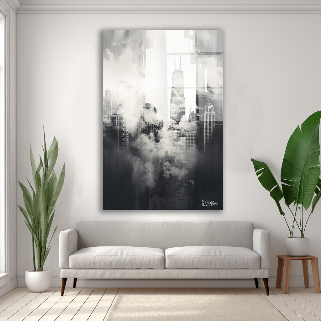Sisli Gökdelenler cam tablo — duvarda dekorasyon görünümü