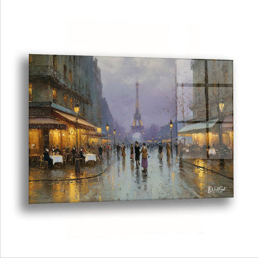 Sisli Paris Caddesi cam tablo — Yağmurdan sonra Paris, bütün ışıklarını kaldırıma bırakmış.