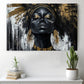 Siyah Altın Kadın Yüzü kanvas tablo — iç mekân uygulama örneği
