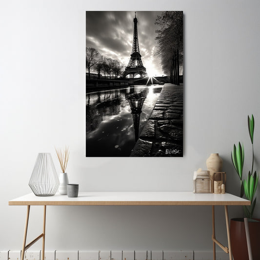 Siyah Beyaz Paris kanvas tablo — iç mekân uygulama örneği