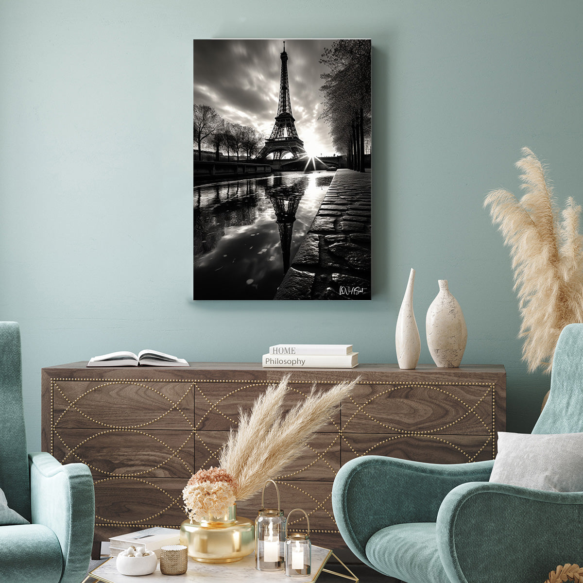 Siyah Beyaz Paris kanvas tablo — farklı açıdan görünüm