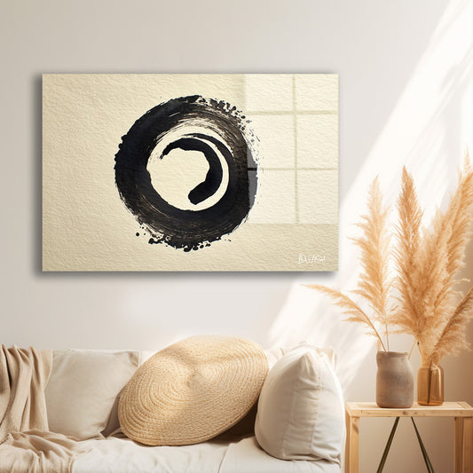 Siyah Enso Halkası 2 cam tablo — farklı açıdan görünüm