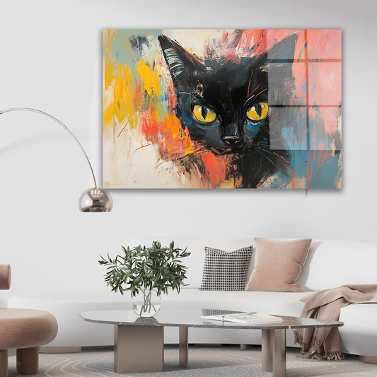 Siyah Kedi cam tablo — farklı açıdan görünüm