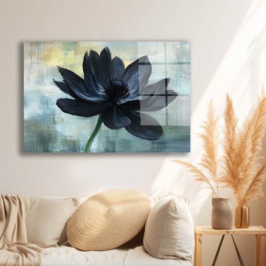Siyah Lotus cam tablo — farklı açıdan görünüm