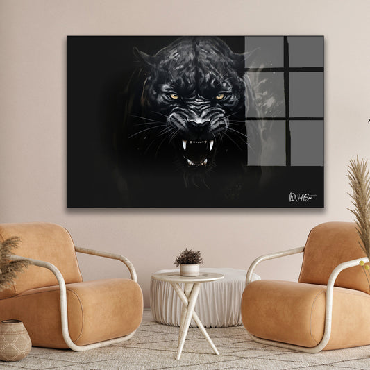 Siyah Panter 5 cam tablo — duvarda dekorasyon görünümü